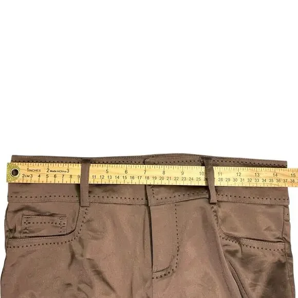 Vintage Cache Womens 6 Y2K Bronze Metallic Satin Brown Bootcut Pants Low Rise - Picture 11 of 14